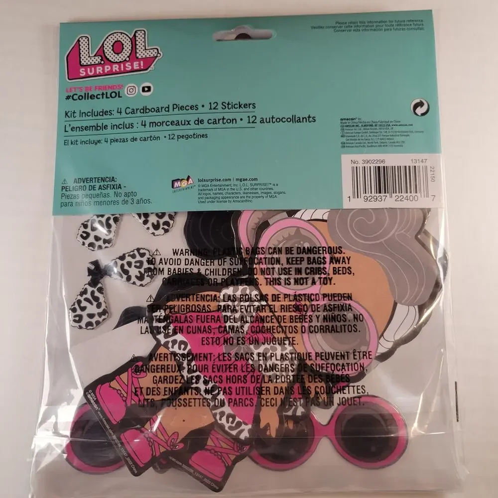 LOL Surprise Craft Kits Set of 8 Girl Party Favor DIY Dress Up Cardboard